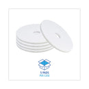 Polishing Floor Pads, 16" Diameter, White, 5/carton