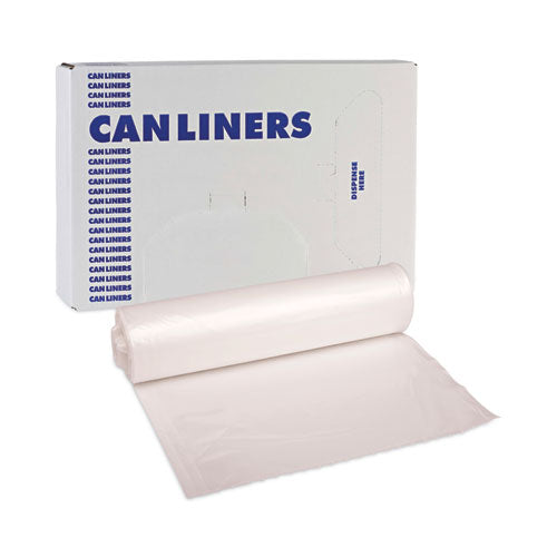 High-density Can Liners, 45 Gal, 13 Microns, 40" X 46", Natural, 25 Bags/roll, 10 Rolls/carton