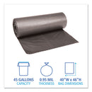 Low-density Waste Can Liners, 45 Gal, 0.95 Mil, 40" X 46", Gray, 25 Bags/roll, 4 Rolls/carton