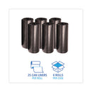 High-density Can Liners, 56 Gal, 19 Microns, 43" X 47", Black, 25 Bags/roll, 6 Rolls/carton