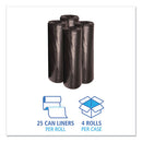 Low-density Waste Can Liners, 56 Gal, 0.6 Mil, 43" X 47", Black, 25 Bags/roll, 4 Rolls/carton