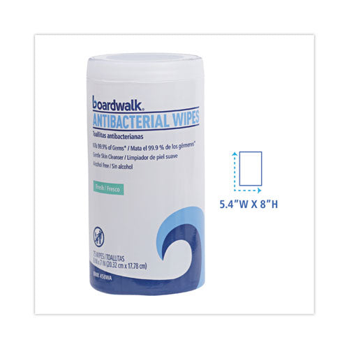 Antibacterial Wipes, 5.4 X 8, Fresh Scent, 75/canister, 6 Canisters/carton