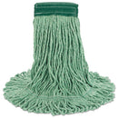 Super Loop Wet Mop Head, Cotton/synthetic Fiber, 5" Headband, Medium Size, Green, 12/carton