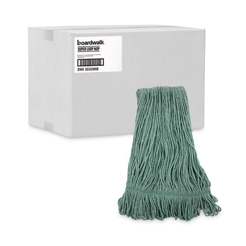 Mop Head, Premium Standard Head, Cotton/rayon Fiber, Medium, Green, 12/carton