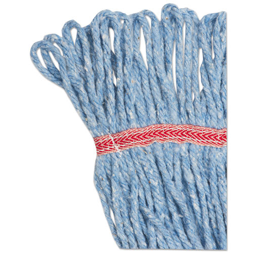 Super Loop Wet Mop Head, Cotton/synthetic Fiber, 5" Headband, Large Size, Blue, 12/carton