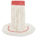 Super Loop Wet Mop Head, Cotton/synthetic Fiber, 5" Headband, Large Size, White, 12/carton