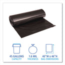 Recycled Low-density Polyethylene Can Liners, 45 Gal, 1.6 Mil, 40" X 46", Black, 10 Bags/roll, 10 Rolls/carton