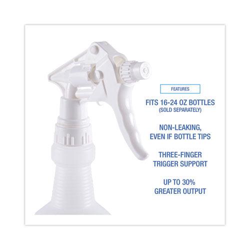 Trigger Sprayer 250, 8" Tube, Fits 16-24 Oz Bottles, White, 24/carton