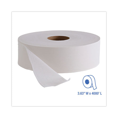 Jrt Bath Tissue, Jumbo, Septic Safe, 1-ply, White, 3.5" X 4,000 Ft, 6/carton