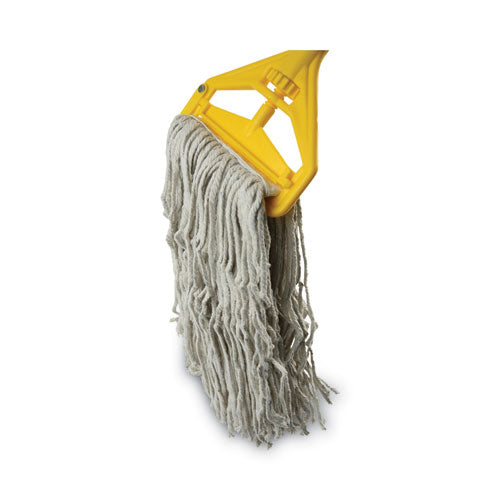 Quick Change Side-latch Plastic Mop Head Handle, 60" Aluminum Handle, Yellow