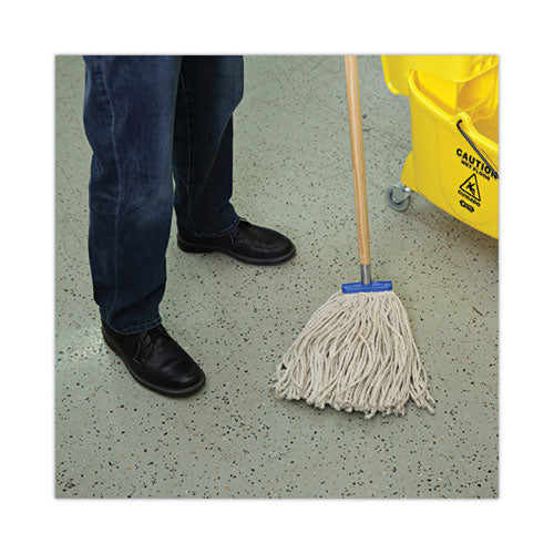 Cut-end Lie-flat Wet Mop Head, Cotton, 16oz, White, 12/carton