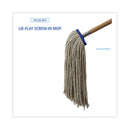 Cut-end Lie-flat Wet Mop Head, Cotton, 24oz, White, 12/carton