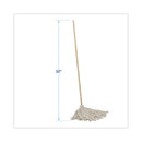 Cotton Deck Mop, 24 Oz White Cotton Head, 50" Wood Handle, 6/carton