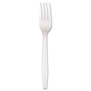 Mediumweight Polystyrene Cutlery, Fork, White, 100/box