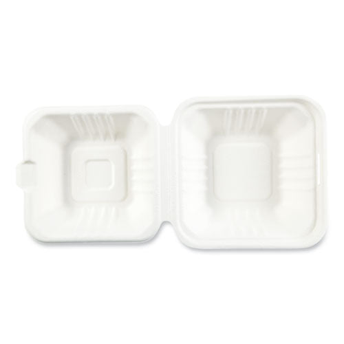 Bagasse Pfas-free Food Containers, 1-compartment, 6 X 6 X 3.19, White, Bamboo/sugarcane, 500/carton