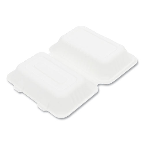 Bagasse Pfas-free Food Containers, Hoagie/hinged Lid, 1-compartment, 6 X 3 X 9, White, Bamboo/sugarcane, 250/carton