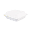 Bagasse Food Containers, Hinged-lid, 1-compartment 9 X 9 X 3.19, White,  Sugarcane, 100/sleeve, 2 Sleeves/carton