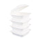 Bagasse Food Containers, Hinged-lid, 1-compartment 9 X 9 X 3.19, White,  Sugarcane, 100/sleeve, 2 Sleeves/carton