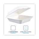 Bagasse Food Containers, Hinged-lid, 1-compartment 9 X 9 X 3.19, White,  Sugarcane, 100/sleeve, 2 Sleeves/carton