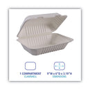 Bagasse Food Containers, Hinged-lid, 1-compartment 9 X 6 X 3.19, White, Sugarcane, 125/sleeve, 2 Sleeves/carton