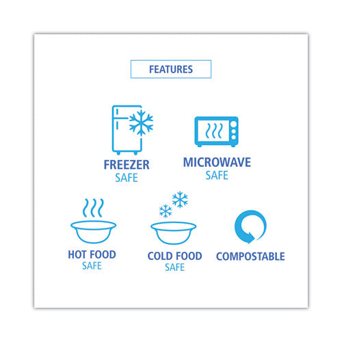 Bagasse Food Containers, Hinged-lid, 1-compartment 9 X 6 X 3.19, White, Sugarcane, 125/sleeve, 2 Sleeves/carton