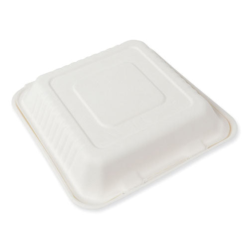 Bagasse Pfas-free Food Containers, 1-compartment, 9 X 1.93 X 9, White, Bamboo/sugarcane, 100/carton