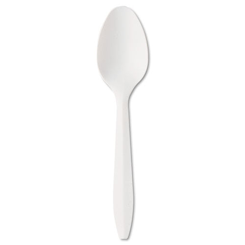 Mediumweight Polypropylene Cutlery, Teaspoon, White, 1000/carton