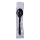 Heavyweight Wrapped Polypropylene Cutlery, Soup Spoon, Black, 1,000/carton