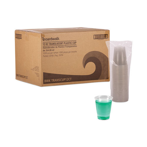 Translucent Plastic Cold Cups, 12 Oz, Polypropylene, 50 Cups/sleeve, 20 Sleeves/carton