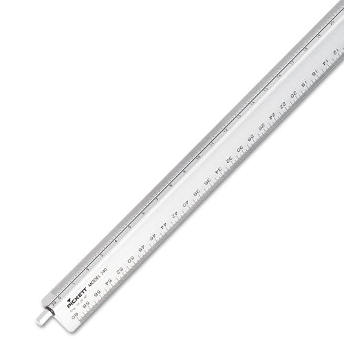 Adjustable Triangular Scale Aluminum Engineers Ruler, 12", Long, Silver