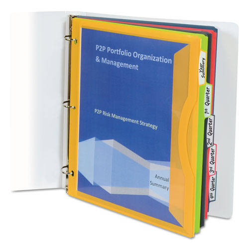 Binder Pocket With Write-on Index Tabs, 9.88 X 11.38, Assorted, 5/set