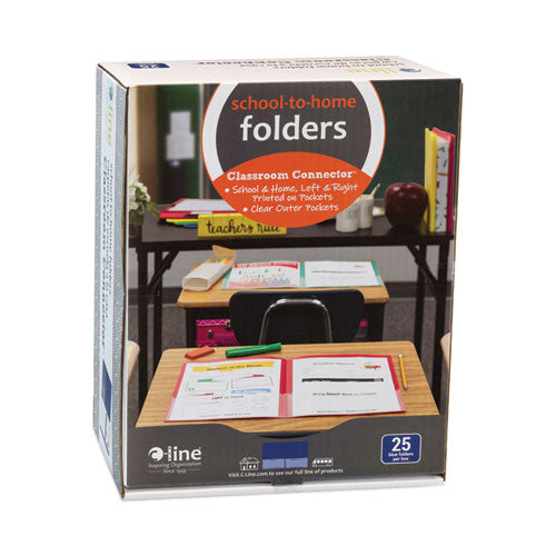 Classroom Connector Folders, 11 X 8.5, Blue, 25/box