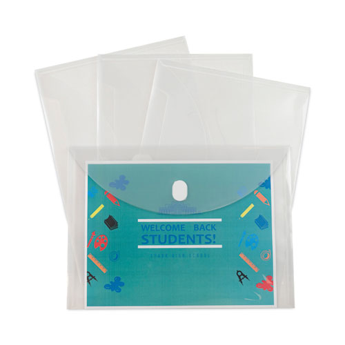 Reusable Poly Envelope, Hook/loop Closure, 9.38 X 13, Clear, 5/pack