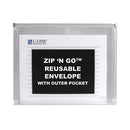 Zip 'n Go Reusable Envelope With Outer Pocket, 1" Capacity, 2 Sections, 10 X 13, Clear, 3/pack