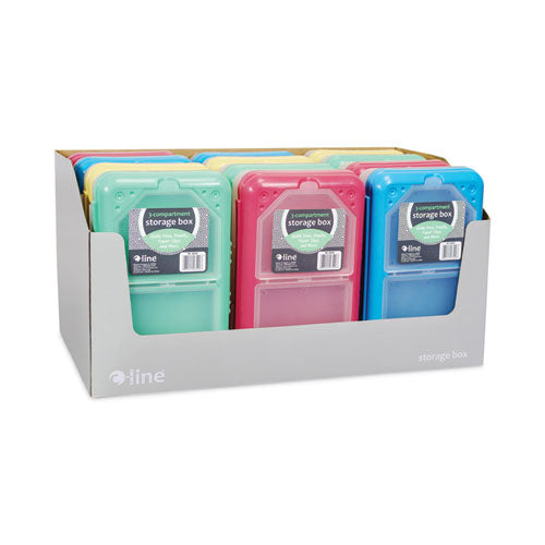 Storage Box, 5.43 X 8.25 X 2.43, Seafoam Green, Seaside Blue, Sunset Red, Sunny Yellow, 12/carton