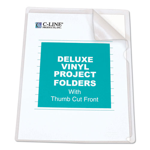 Deluxe Vinyl Project Folders, Letter Size, Clear, 50/box