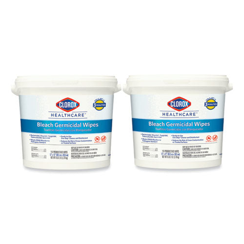 Bleach Germicidal Wipes, 1-ply, 12 X 12, Unscented, White, 110/canister, 2 Canisters/carton