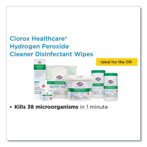 Hydrogen Peroxide Cleaner Disinfectant Wipes, 5.75 X 6.75, Unscented, White, 155/canister, 6 Canisters/carton