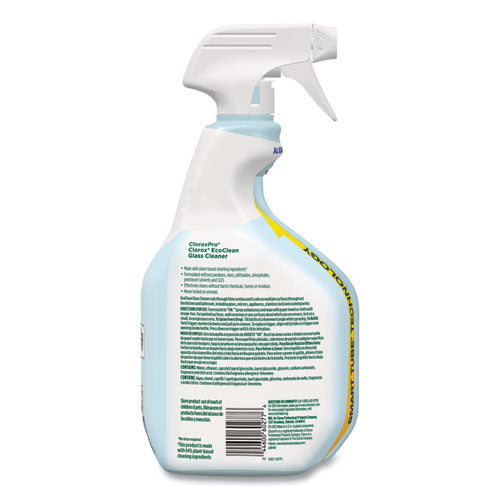 Clorox Pro Ecoclean Glass Cleaner, Unscented, 32 Oz Spray Bottle, 9/carton