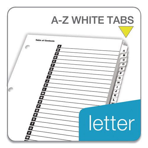 Onestep Printable Table Of Contents And Dividers, 26-tab, A To Z, 11 X 8.5, White, White Tabs, 1 Set