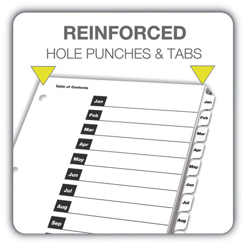 Onestep Printable Table Of Contents And Dividers, 12-tab, Jan. To Dec., 11 X 8.5, White, White Tabs, 1 Set