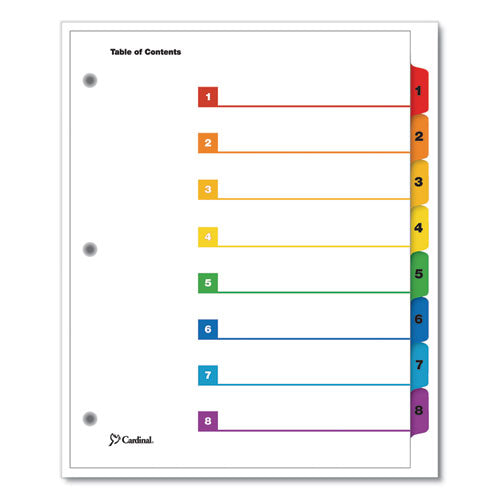 Onestep Printable Table Of Contents And Dividers, 8-tab, 1 To 8, 11 X 8.5, White, 6 Sets