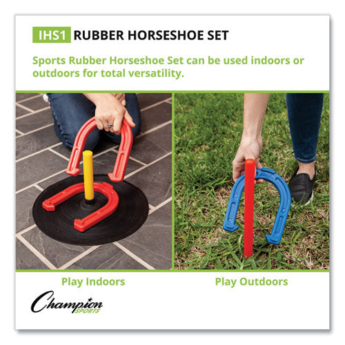 Indoor/outdoor Rubber Horseshoe Set, 4 Rubber Horseshoes, 2 Rubber Mats, 2 Plastic Dowels