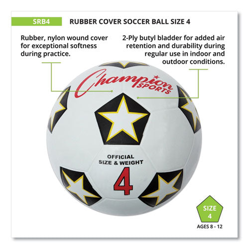 Rubber Sports Ball, For Soccer, No. 4 Size, White/black