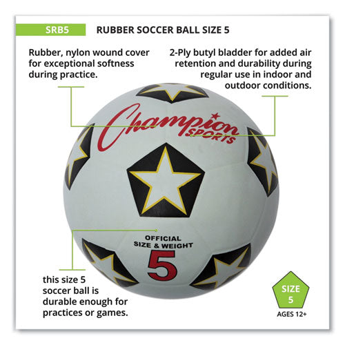 Rubber Sports Ball, For Soccer, No. 5 Size, White/black