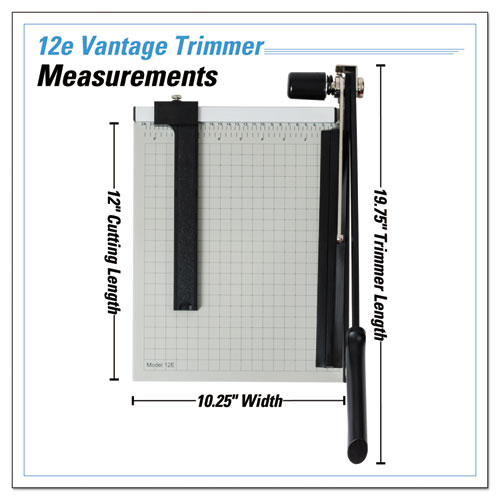 Vantage Guillotine Paper Trimmer/cutter, 15 Sheets, 12" Cut Length, Metal Base, 10 X 12.75