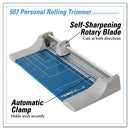 Rolling/rotary Paper Trimmer/cutter, 7 Sheets, 12" Cut Length, Metal Base, 8.25 X 17.38