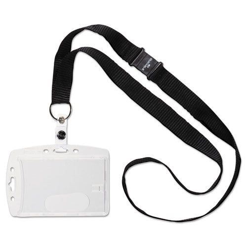 Id/security Card Holder Set, Vertical/horizontal, Lanyard, Clear, 10/pack