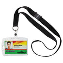 Id/security Card Holder Set, Vertical/horizontal, Lanyard, Clear, 10/pack