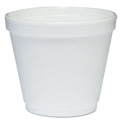 Food Containers, Squat, 8 Oz, White, Foam, 1,000/carton